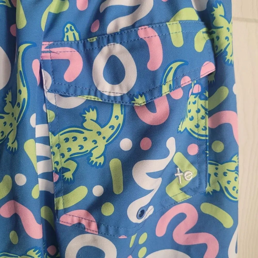 Tipsy‎ Elves Gator Rager Stretch Lined Swim Trunks Men's Size Large Beach Shorts